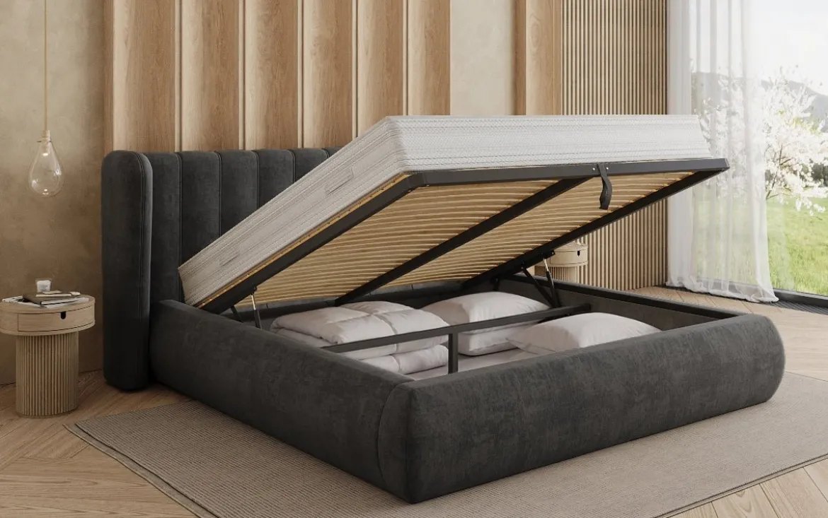 Designer Polsterbett Valentina Samt mit Stauraum