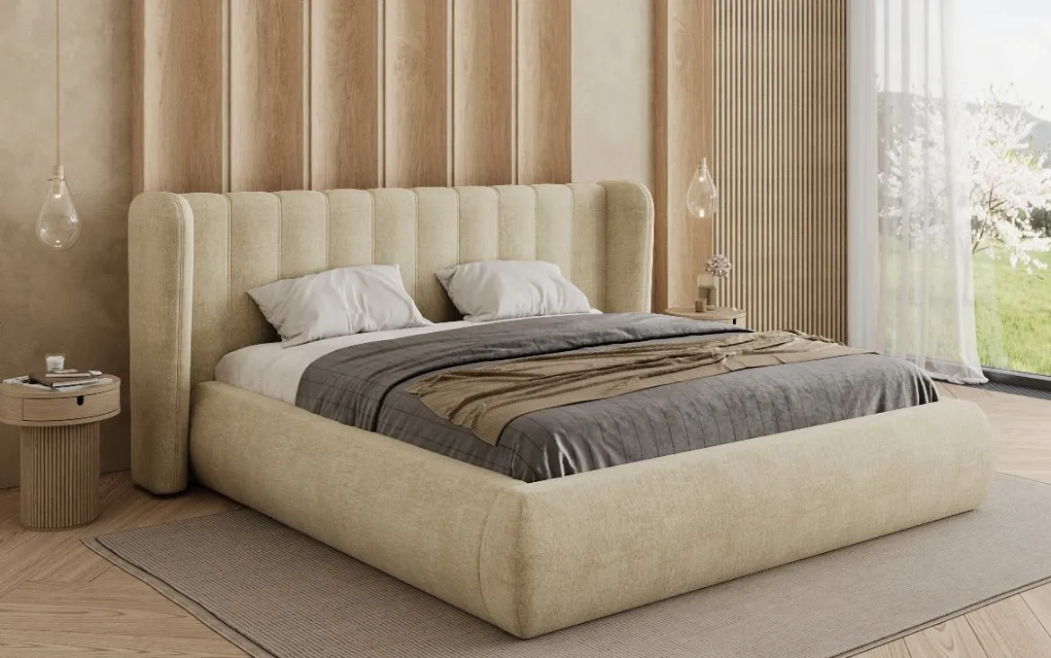 Designer Polsterbett Valentina Samt mit Stauraum