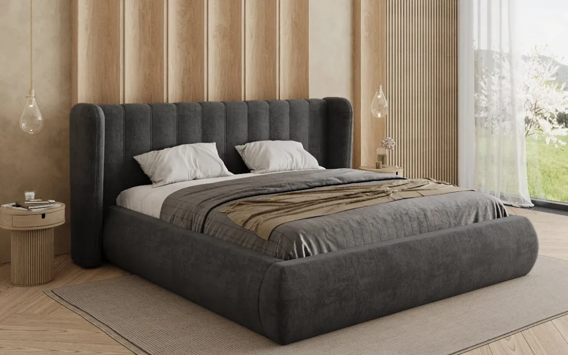 Designer Polsterbett Valentina Samt mit Stauraum