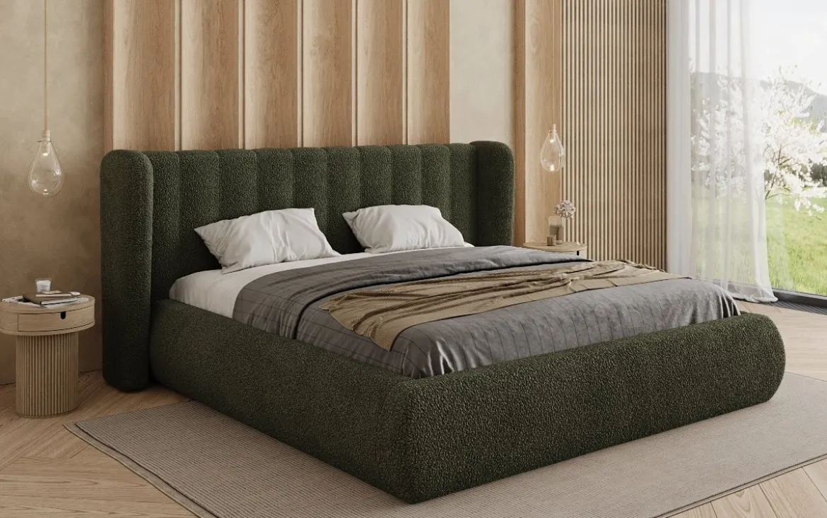 Designer Polsterbett Valentina Bouclé mit Stauraum