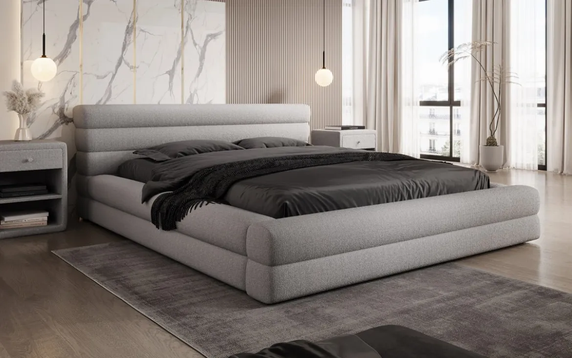 Designer Polsterbett Velana Bouclé mit Stauraum