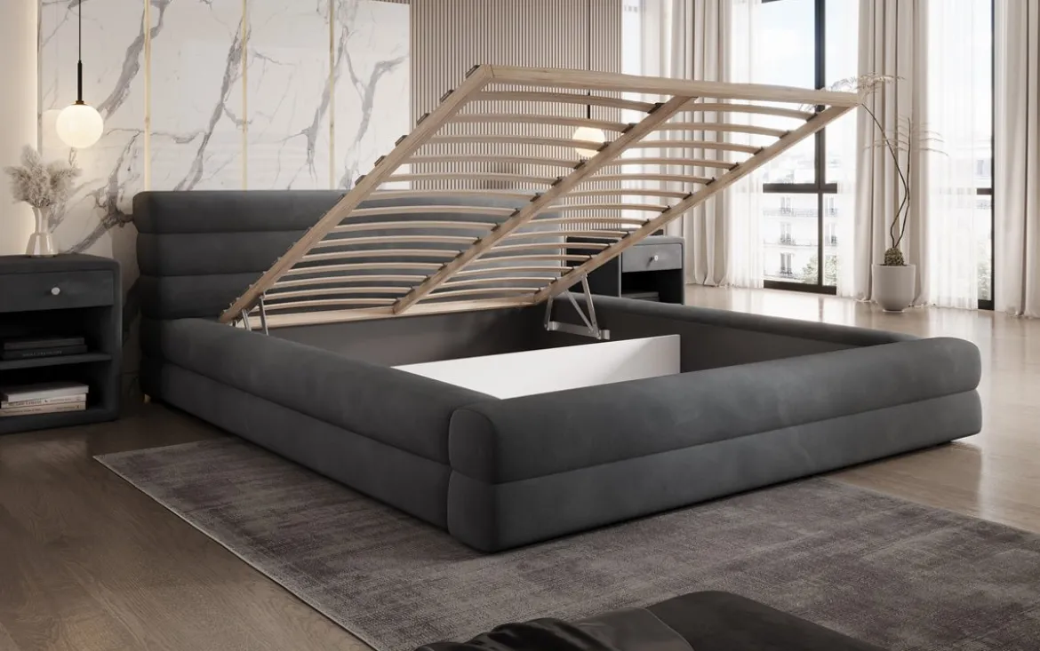 Designer Polsterbett Velana Samt mit Stauraum