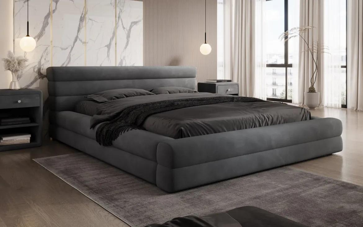 Designer Polsterbett Velana Samt mit Stauraum