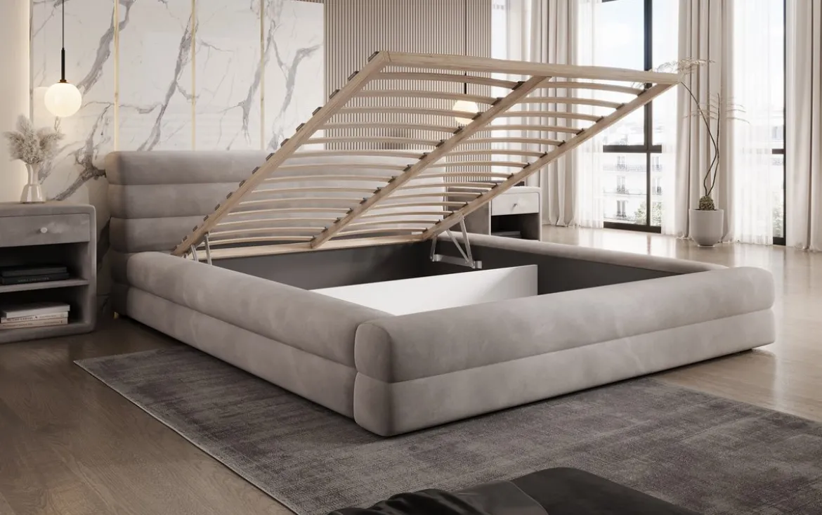 Designer Polsterbett Velana Samt mit Stauraum