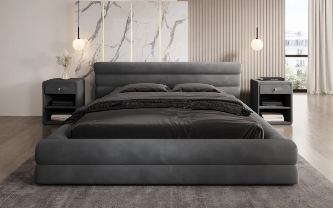 Designer Polsterbett Velana Samt mit Stauraum
