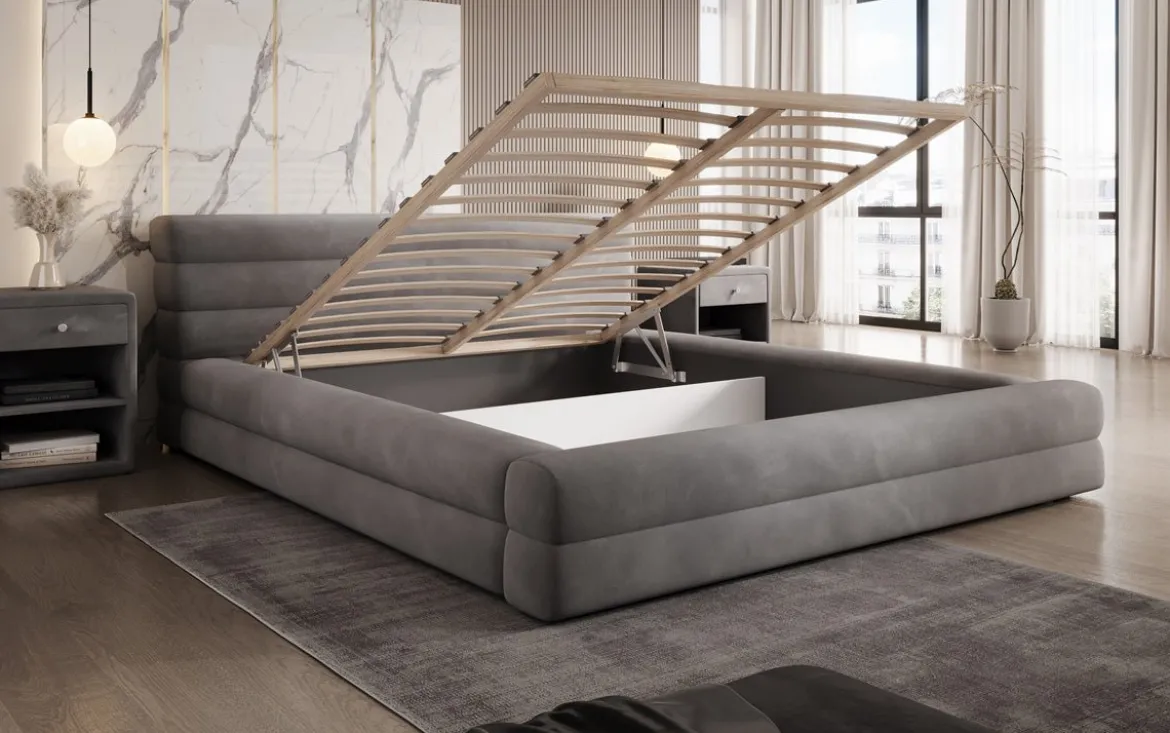 Designer Polsterbett Velana Samt mit Stauraum