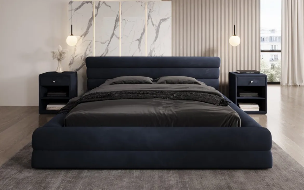 Designer Polsterbett Velana Samt mit Stauraum