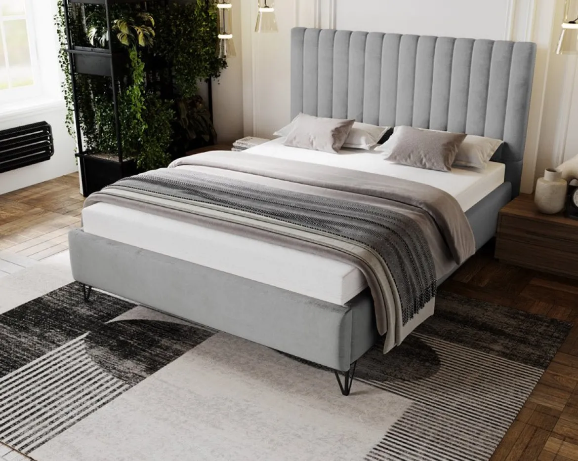 Designer Polsterbett Veleria in Samt ohne Stauraum