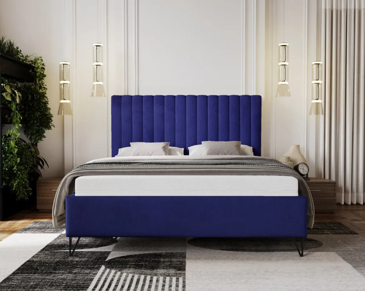 Designer Polsterbett Veleria in Samt ohne Stauraum