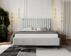 Designer Polsterbett Veleria in Samt ohne Stauraum