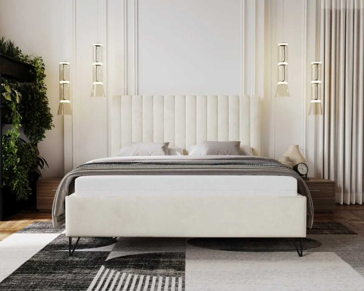 Designer Polsterbett Veleria in Samt ohne Stauraum