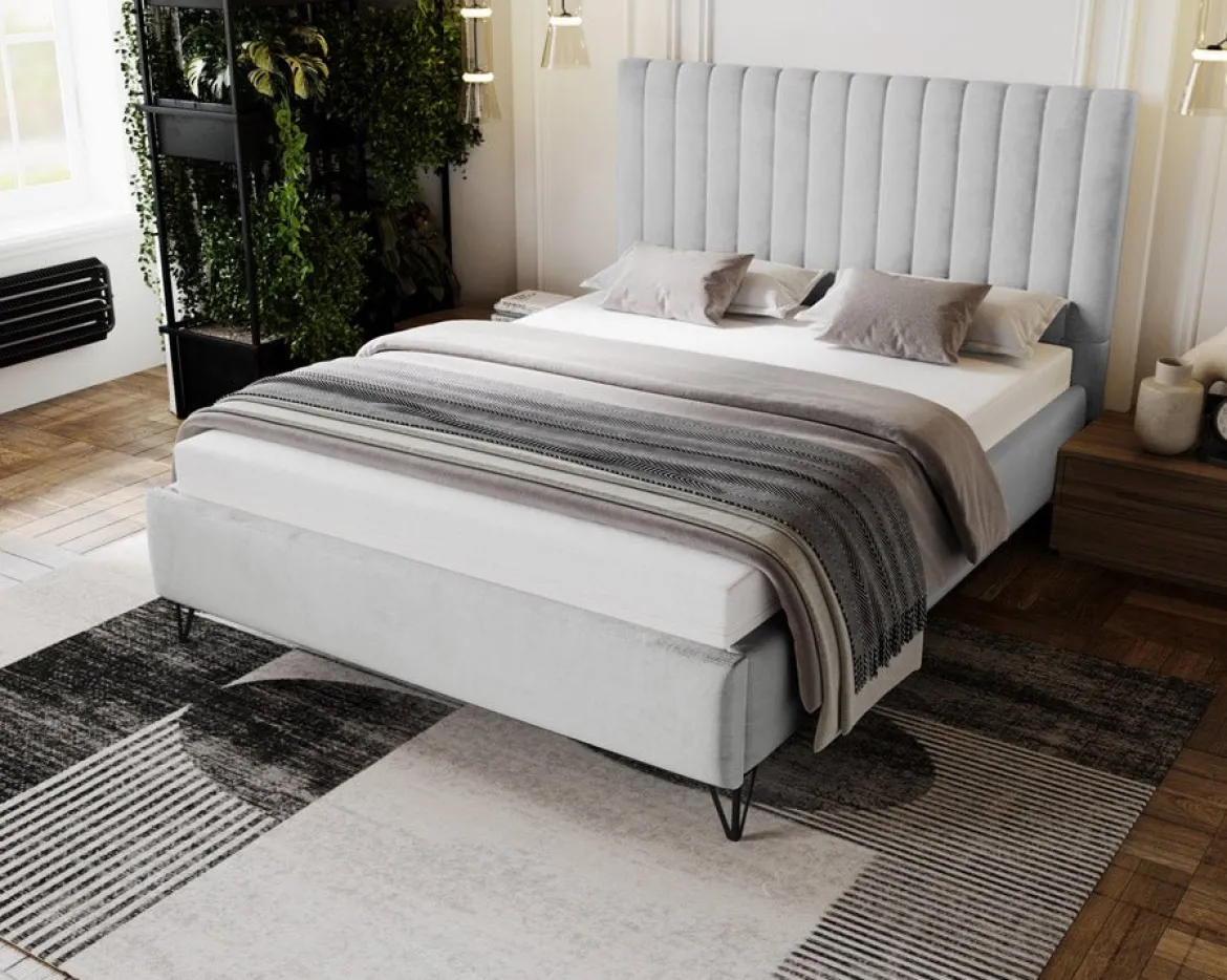 Designer Polsterbett Veleria in Samt ohne Stauraum