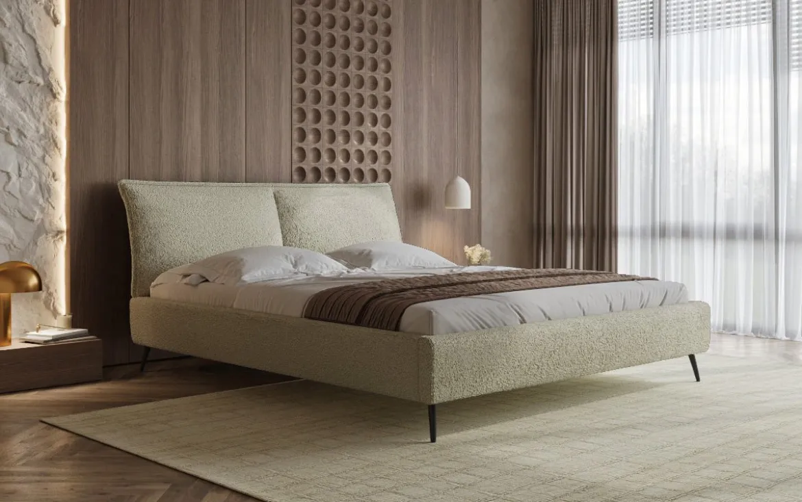 Designer Polsterbett Zoe Bouclé mit Stauraum