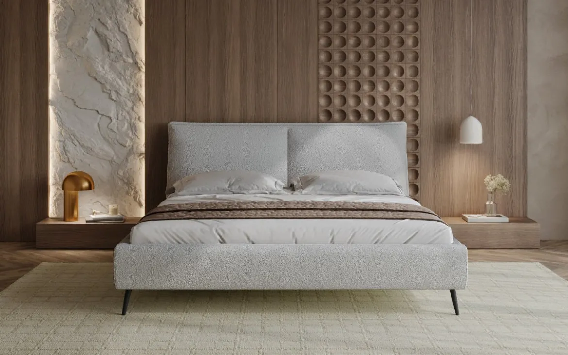 Designer Polsterbett Zoe Bouclé mit Stauraum