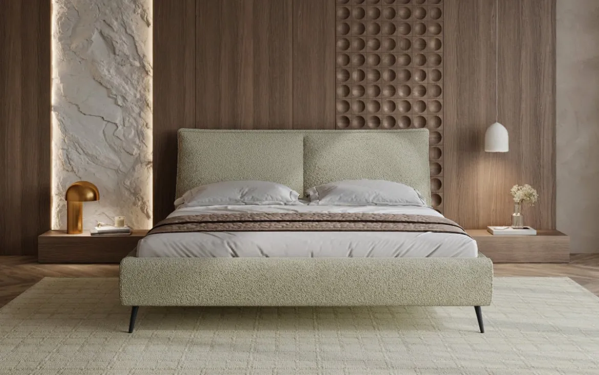 Designer Polsterbett Zoe Bouclé mit Stauraum