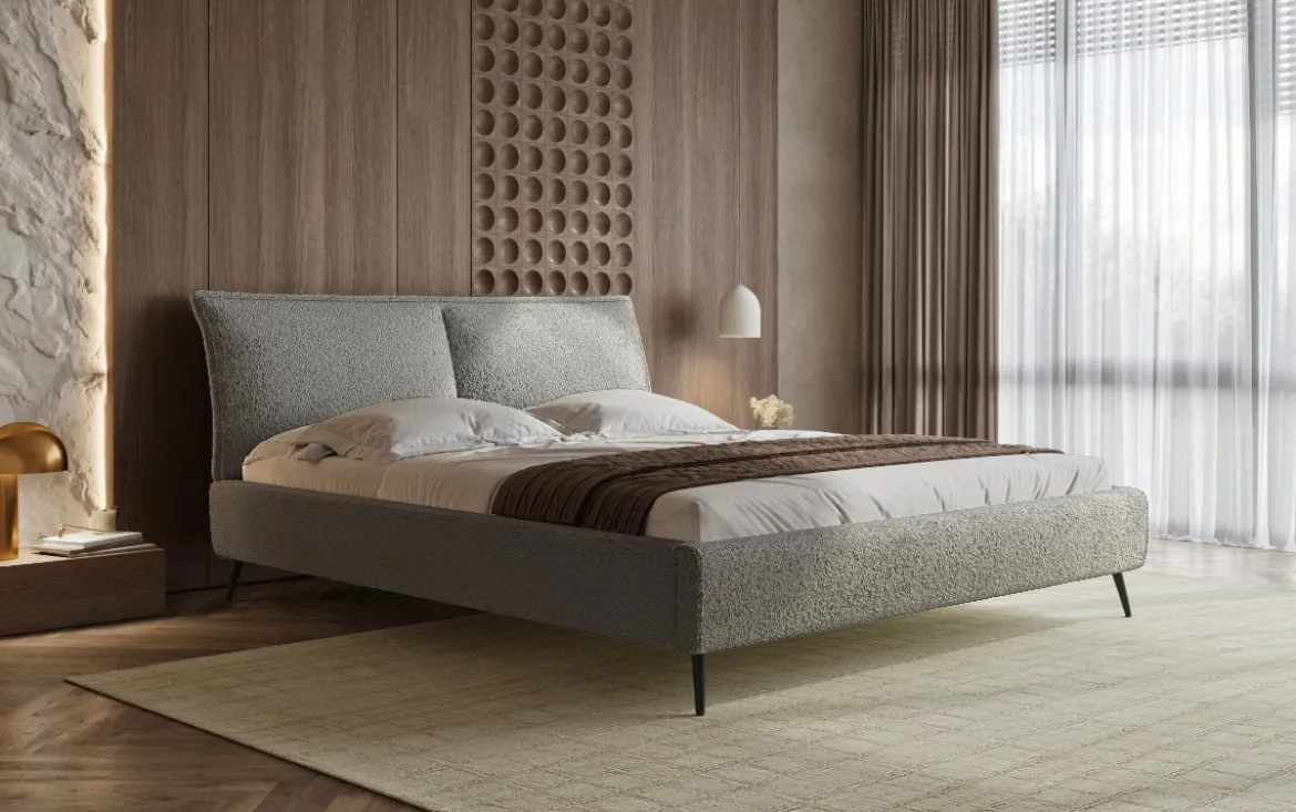 Designer Polsterbett Zoe Bouclé mit Stauraum