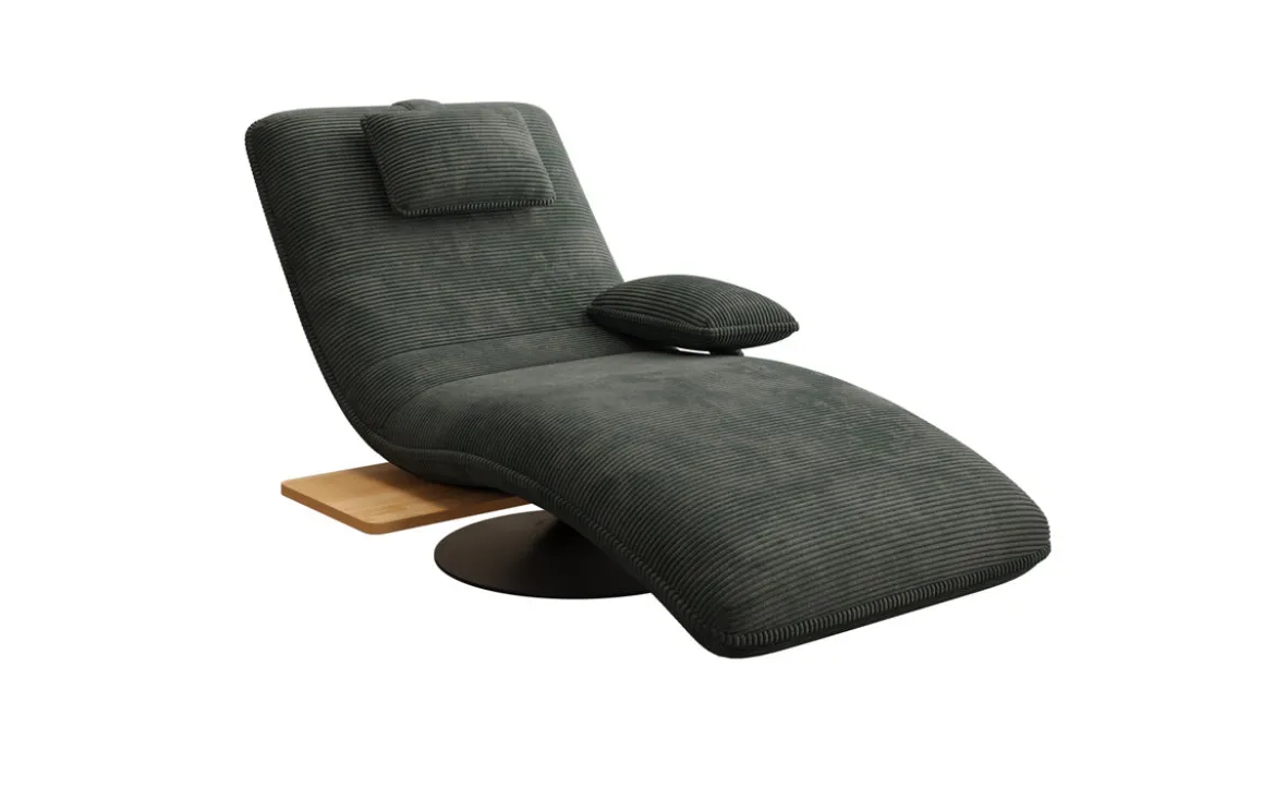 Designer Relax-Liege Velor Cord mit Drehfunktion und Beistelltisch