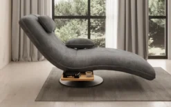 Designer Relax-Liege Velor Cord mit Drehfunktion und Beistelltisch