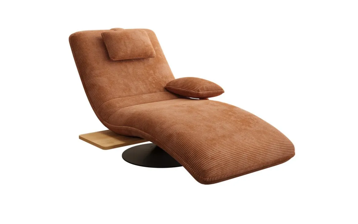 Designer Relax-Liege Velor Cord mit Drehfunktion und Beistelltisch