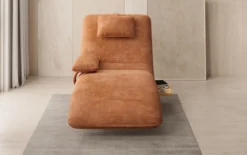 Designer Relax-Liege Velor Cord mit Drehfunktion und Beistelltisch