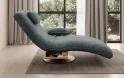 Designer Relax-Liege Velor Cord mit Drehfunktion und Beistelltisch
