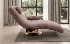 Designer Relax-Liege Velor Cord mit Drehfunktion und Beistelltisch