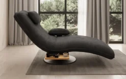 Designer Relax-Liege Velor Cord mit Drehfunktion und Beistelltisch