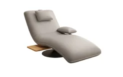 Designer Relax-Liege Velor Echtleder mit Drehfunktion und Beistelltisch
