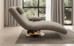 Designer Relax-Liege Velor Samt mit Drehfunktion und Beistelltisch