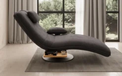 Designer Relax-Liege Velor Samt mit Drehfunktion und Beistelltisch