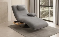 Designer Relax-Liege Velor Samt mit Drehfunktion und Beistelltisch