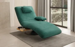 Designer Relax-Liege Velor Samt mit Drehfunktion und Beistelltisch