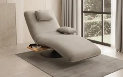 Designer Relax-Liege Velor Samt mit Drehfunktion und Beistelltisch