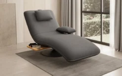 Designer Relax-Liege Velor Stoff mit Drehfunktion und Beistelltisch