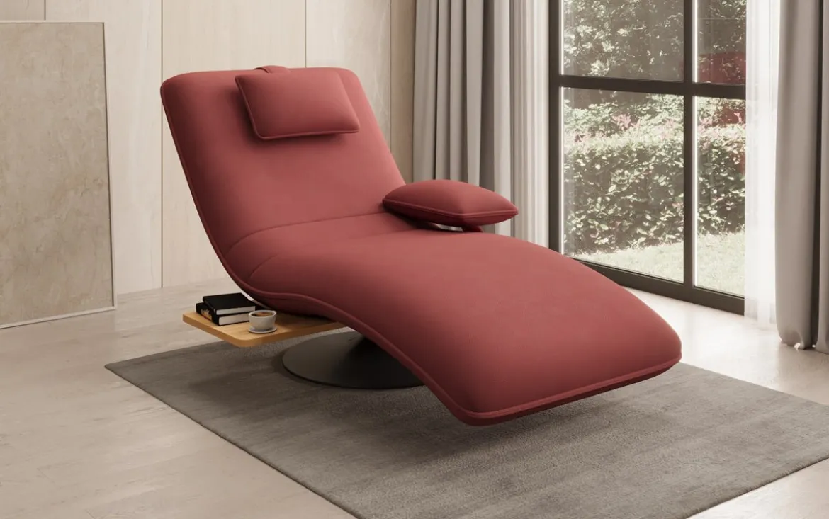 Designer Relax-Liege Velor Stoff mit Drehfunktion und Beistelltisch
