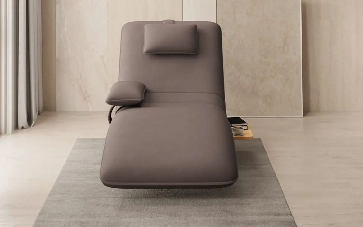 Designer Relax-Liege Velor Stoff mit Drehfunktion und Beistelltisch