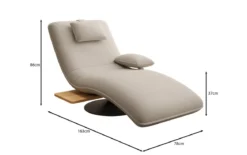 Designer Relax-Liege Velor Stoff mit Drehfunktion und Beistelltisch