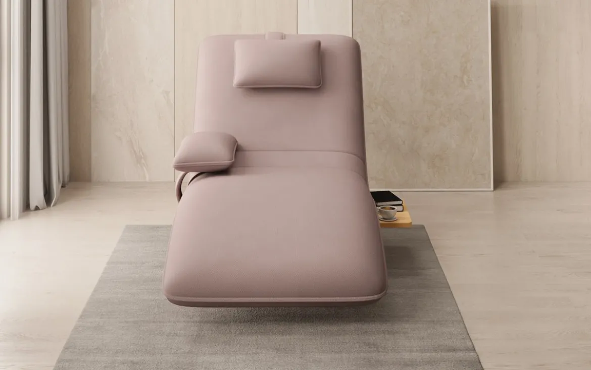 Designer Relax-Liege Velor Stoff mit Drehfunktion und Beistelltisch