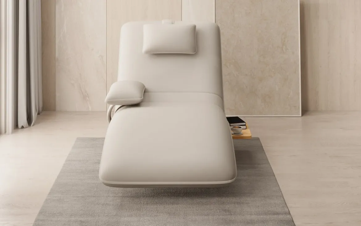 Designer Relax-Liege Velor Stoff mit Drehfunktion und Beistelltisch