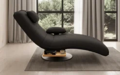 Designer Relax-Liege Velor Stoff mit Drehfunktion und Beistelltisch