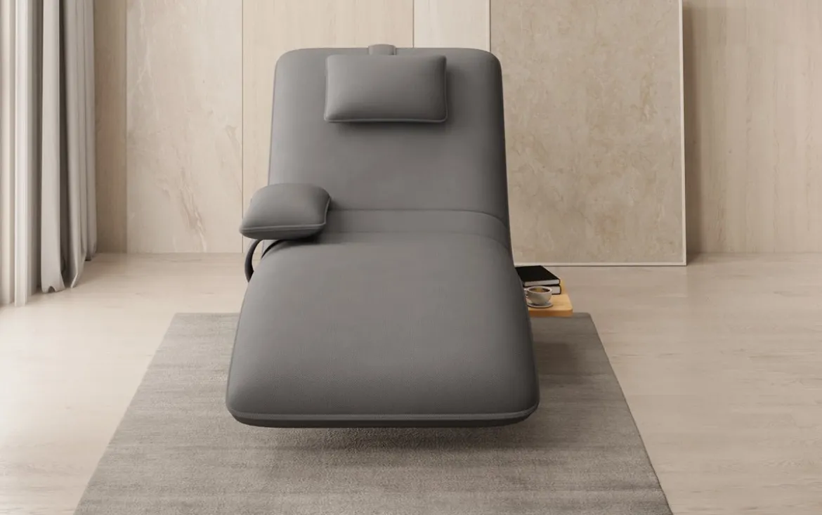 Designer Relax-Liege Velor Stoff mit Drehfunktion und Beistelltisch