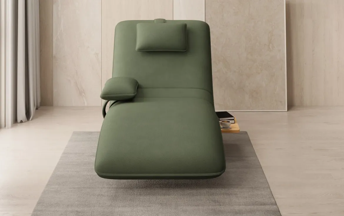 Designer Relax-Liege Velor Stoff mit Drehfunktion und Beistelltisch