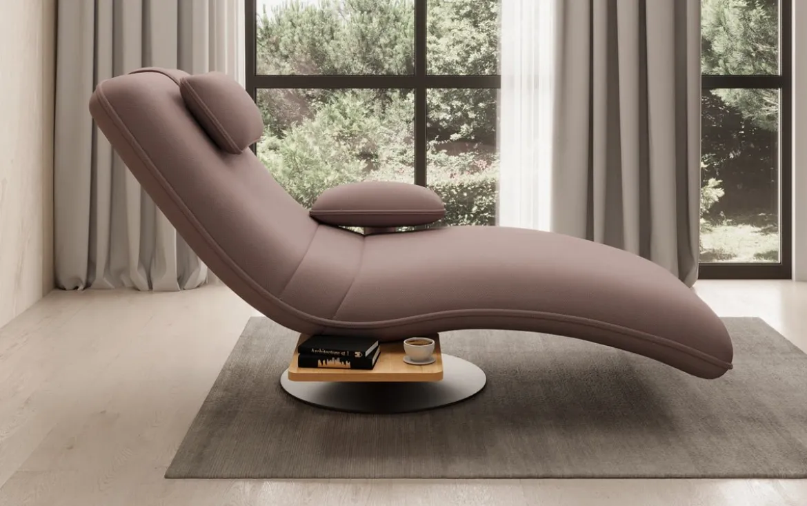 Designer Relax-Liege Velor Stoff mit Drehfunktion und Beistelltisch