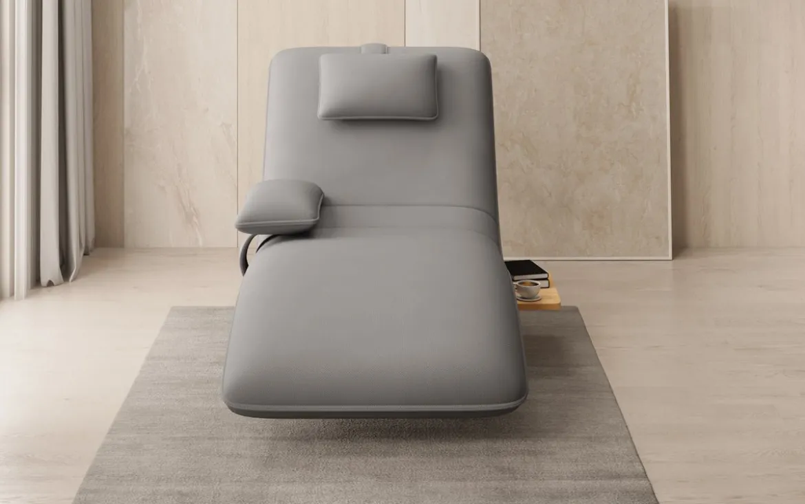 Designer Relax-Liege Velor Stoff mit Drehfunktion und Beistelltisch