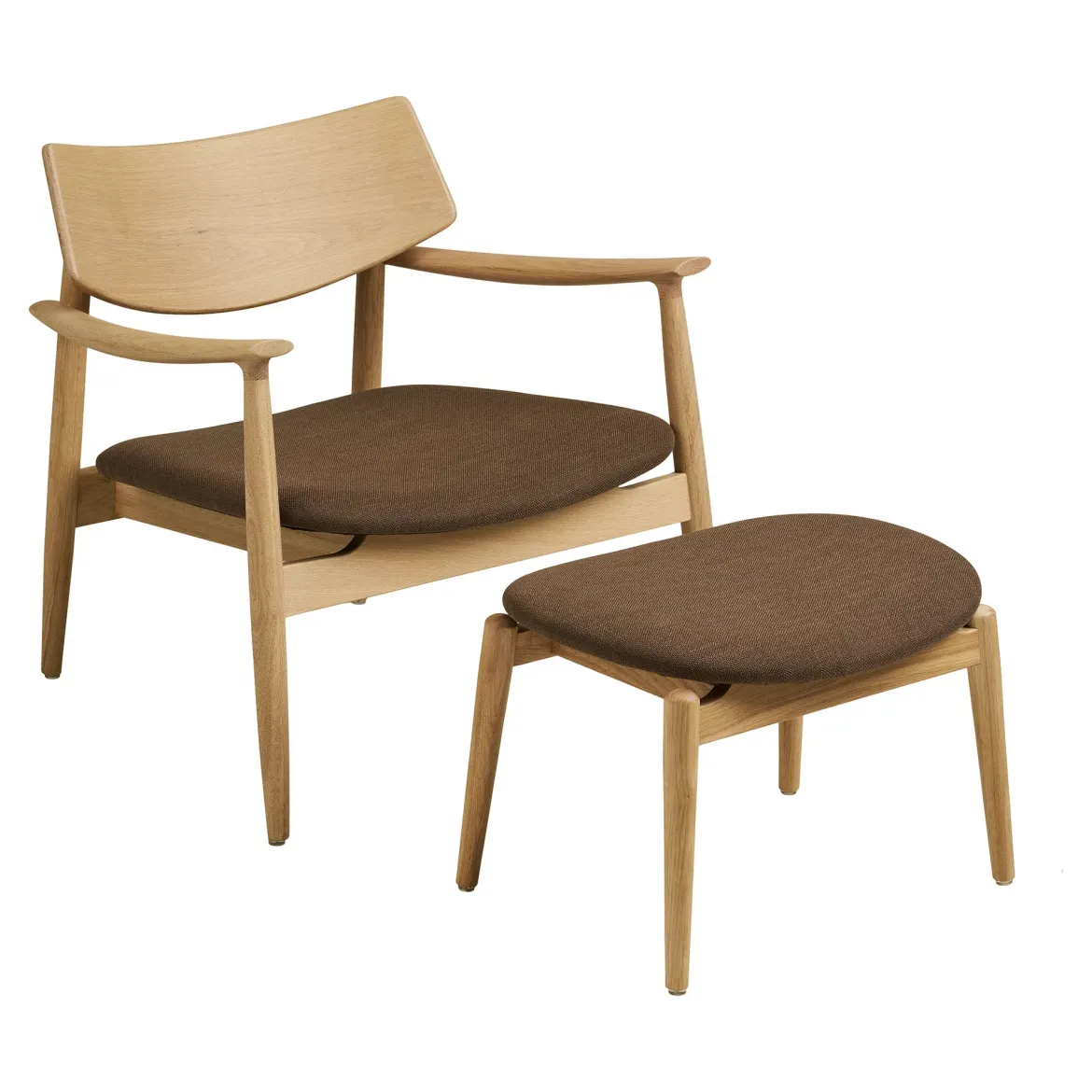 Designer Sessel Agnar Set mit Beistellhocker aus Eiche