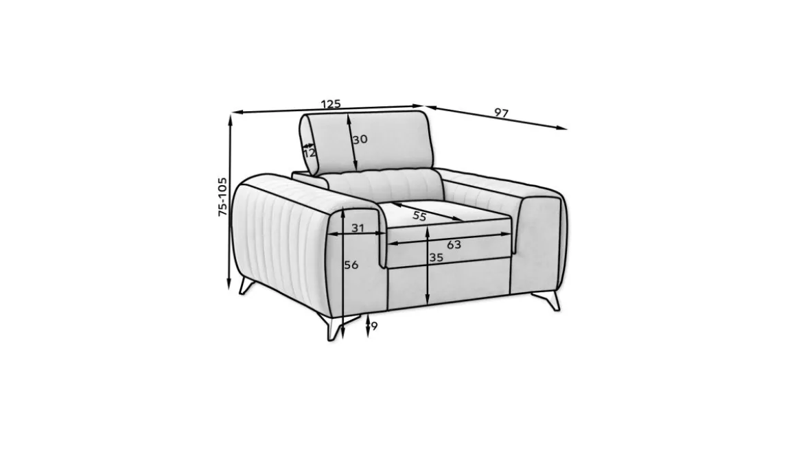 Designer Sessel Linuro mit verstellbarer Kopflehne