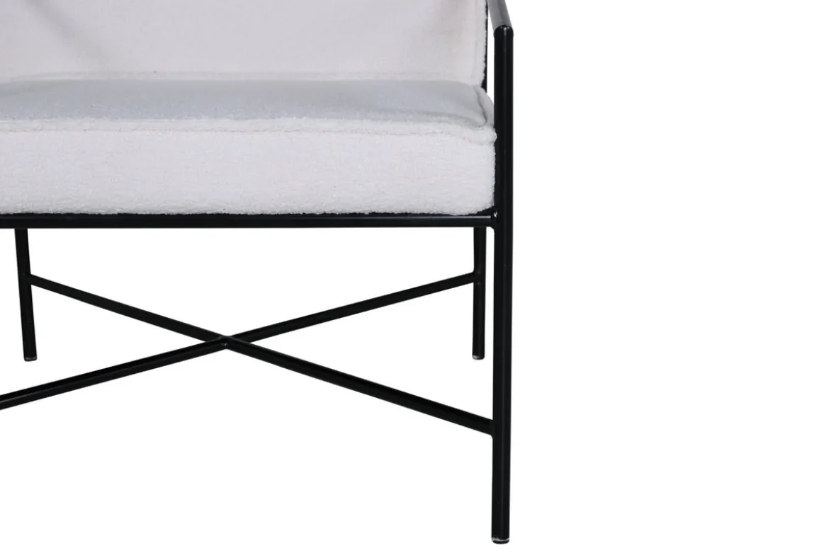 Designer Sessel Lundra – Polsterstuhl in Offwhite mit schwarzem Metallgestell