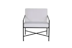 Designer Sessel Lundra – Polsterstuhl in Offwhite mit schwarzem Metallgestell