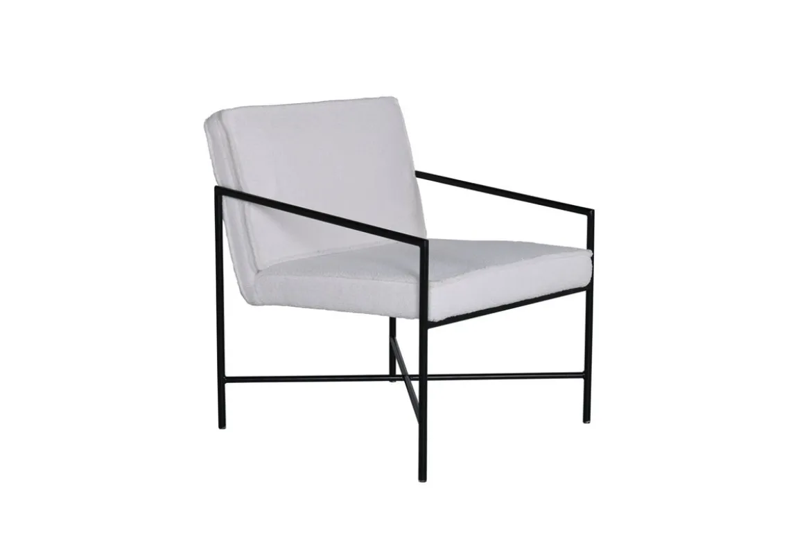 Designer Sessel Lundra – Polsterstuhl in Offwhite mit schwarzem Metallgestell