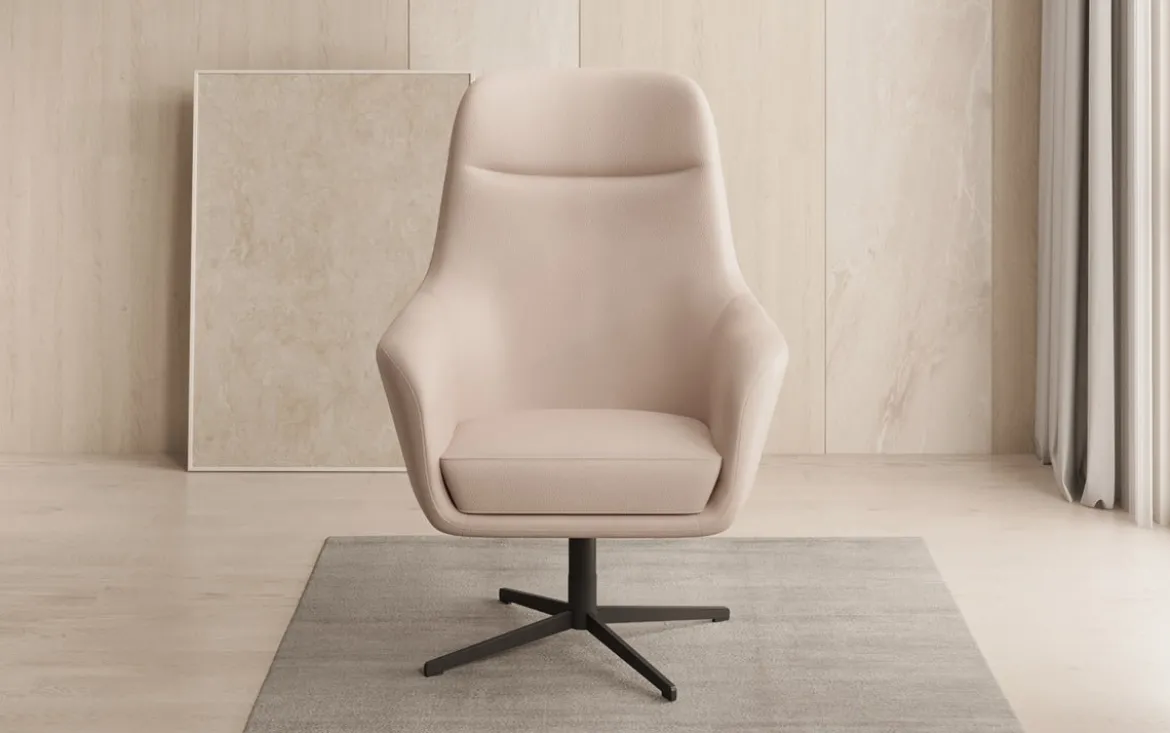 Designer Sessel Ren 360° Drehfunktion in Echtleder
